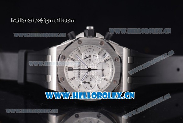 Audemars Piguet Royal Oak Offshore Chronograph Miyota OS20 Quartz Steel Case with White Dial and Black Rubber Strap (EF) - Click Image to Close